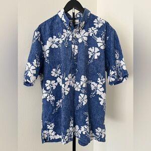 🌺🌴 Reyn Spooner Blue Hibiscus Aloha Shirt | XL | Classic Hawaiian Button-Front